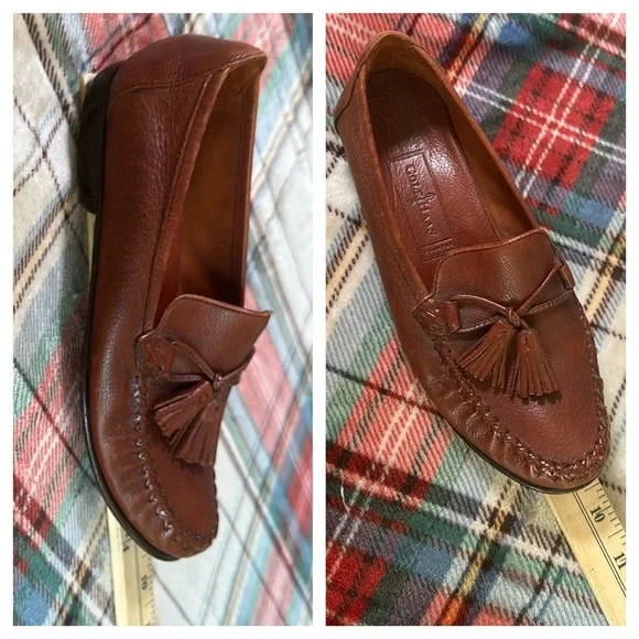 Cole Haan Soft Leather Women’s Loafer Tassel size 6 1/2 B Brown Cognac - Picture 10 of 16